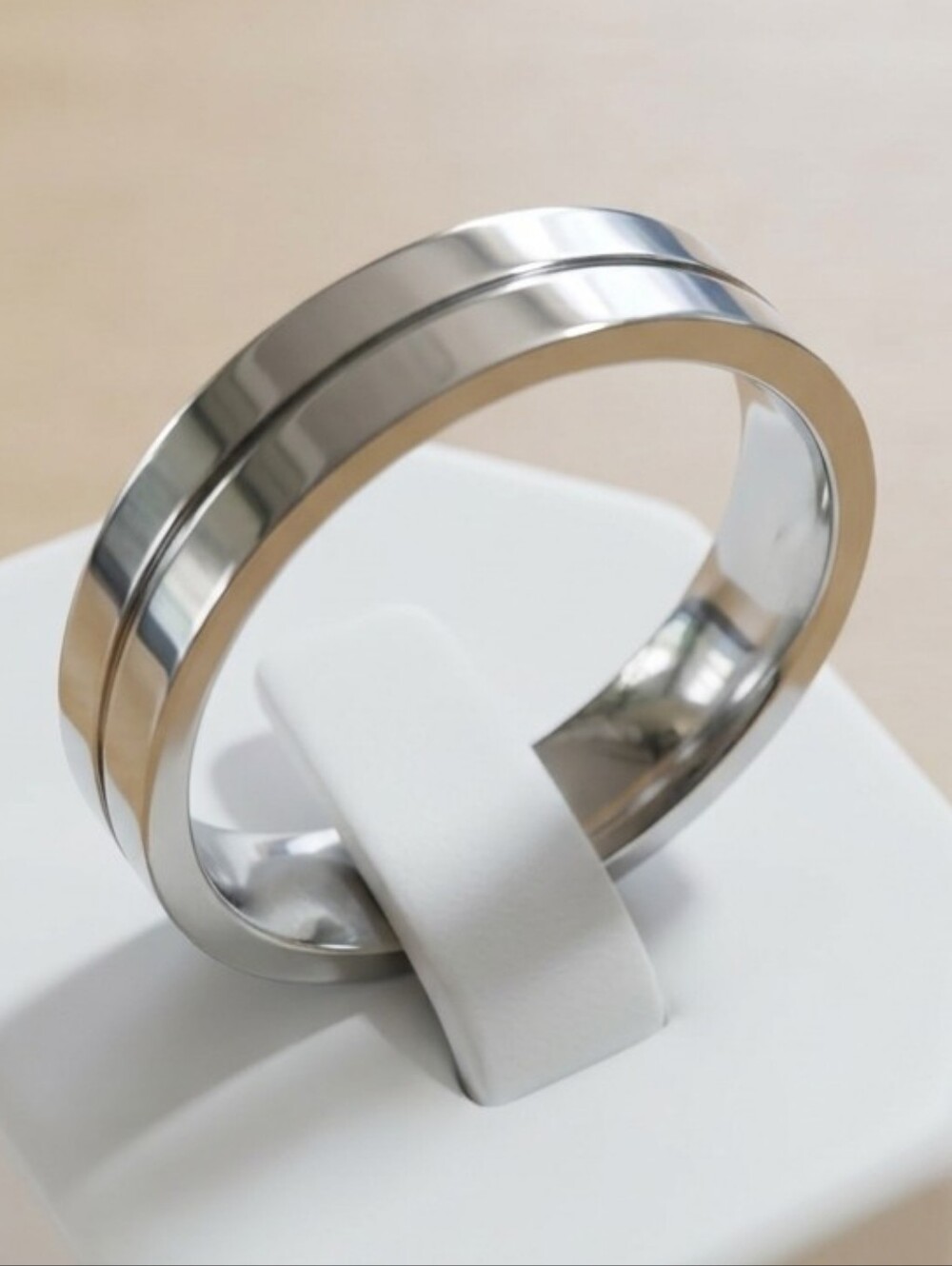 Men's Silver Stainless Steel Groove Ring Size 12